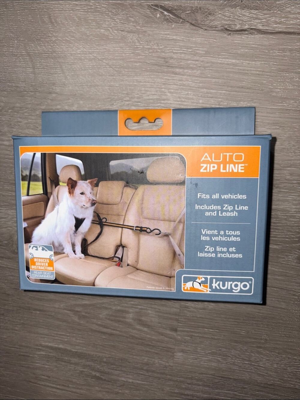 Kurgo Auto Zip Line - Gray and Orange Packaging